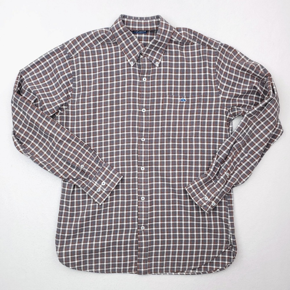 Fish Hippie‎ Shirt Mens Large Gray Plaid Flannel Button Down Tailored Fit